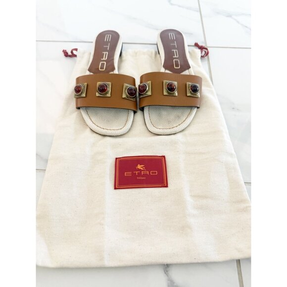 Etro Studded leather slide Sandals 37/7 - Picture 2 of 8